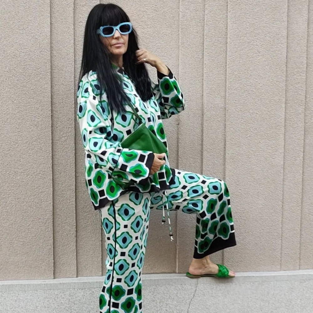 Zara Green Geometric pants Size M